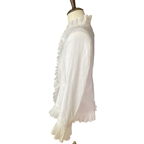 Ruffled Jerry T white blazer SZ L - Picture 2 of 8